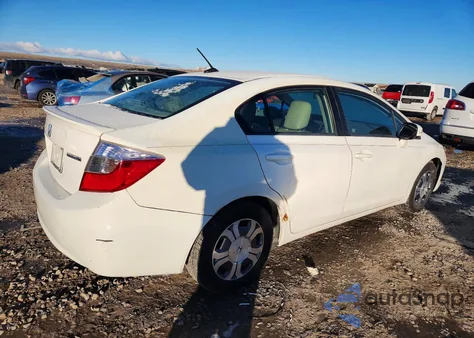 2012 Honda Civic Hybrid L from USA, damaged, VIN JHMFB4F33CS007772